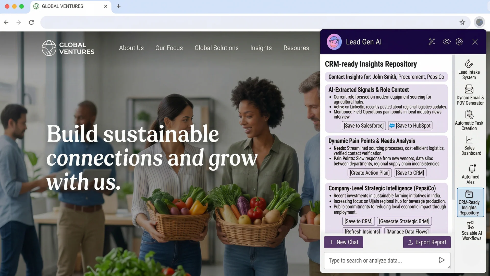 CRM insights repository UI