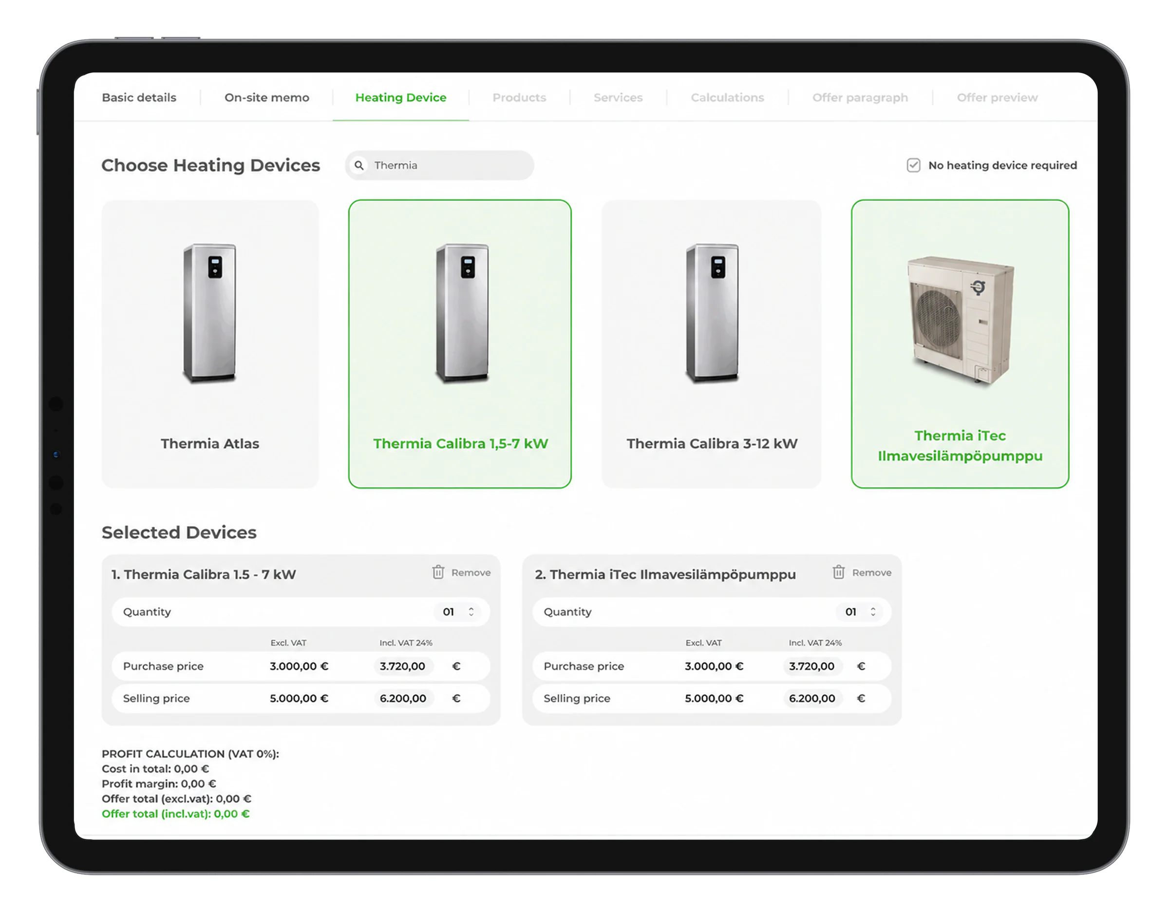 QuoteBuilder product and services catalog integration