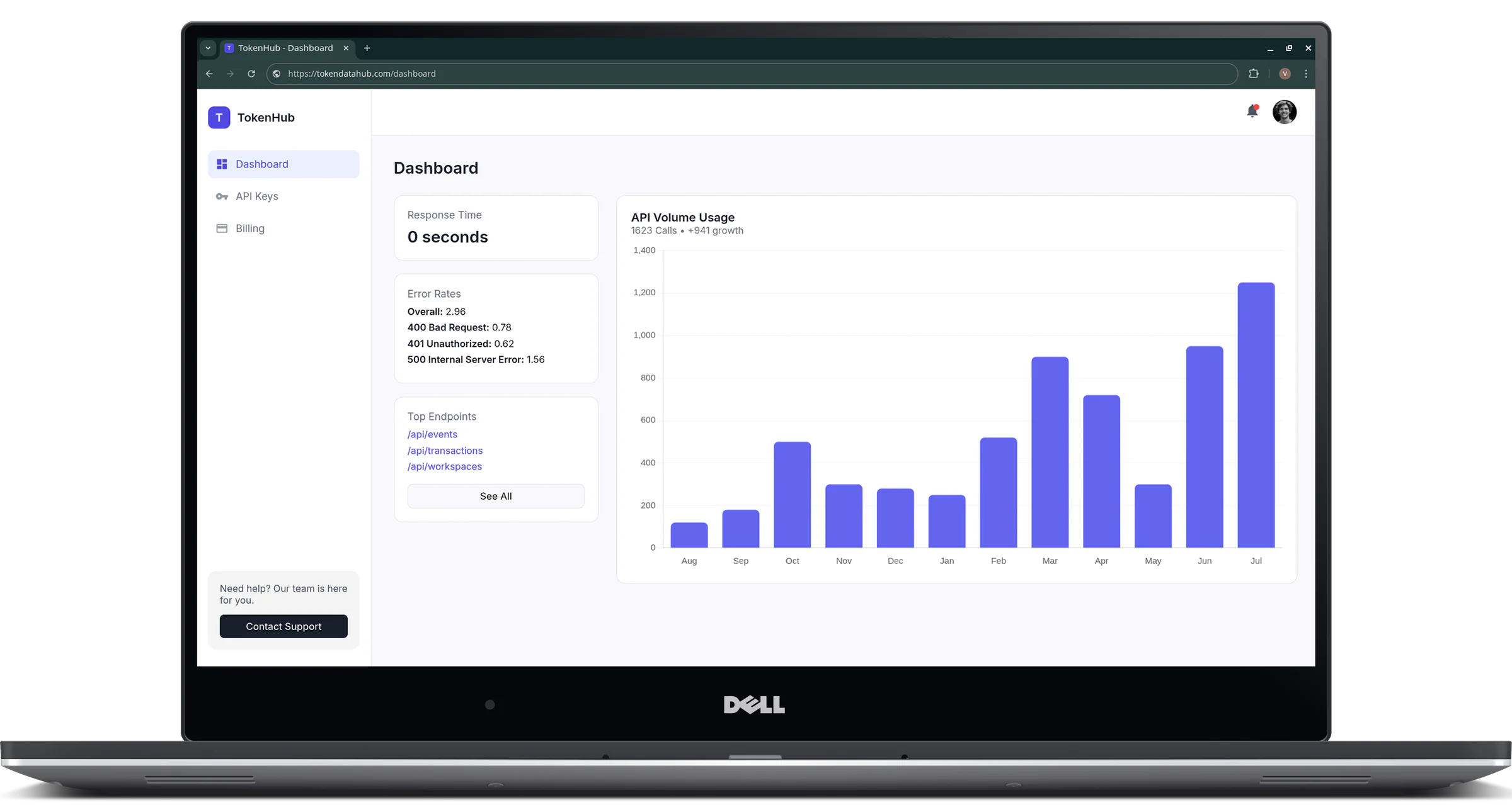 TokenDataHub dashboard overview