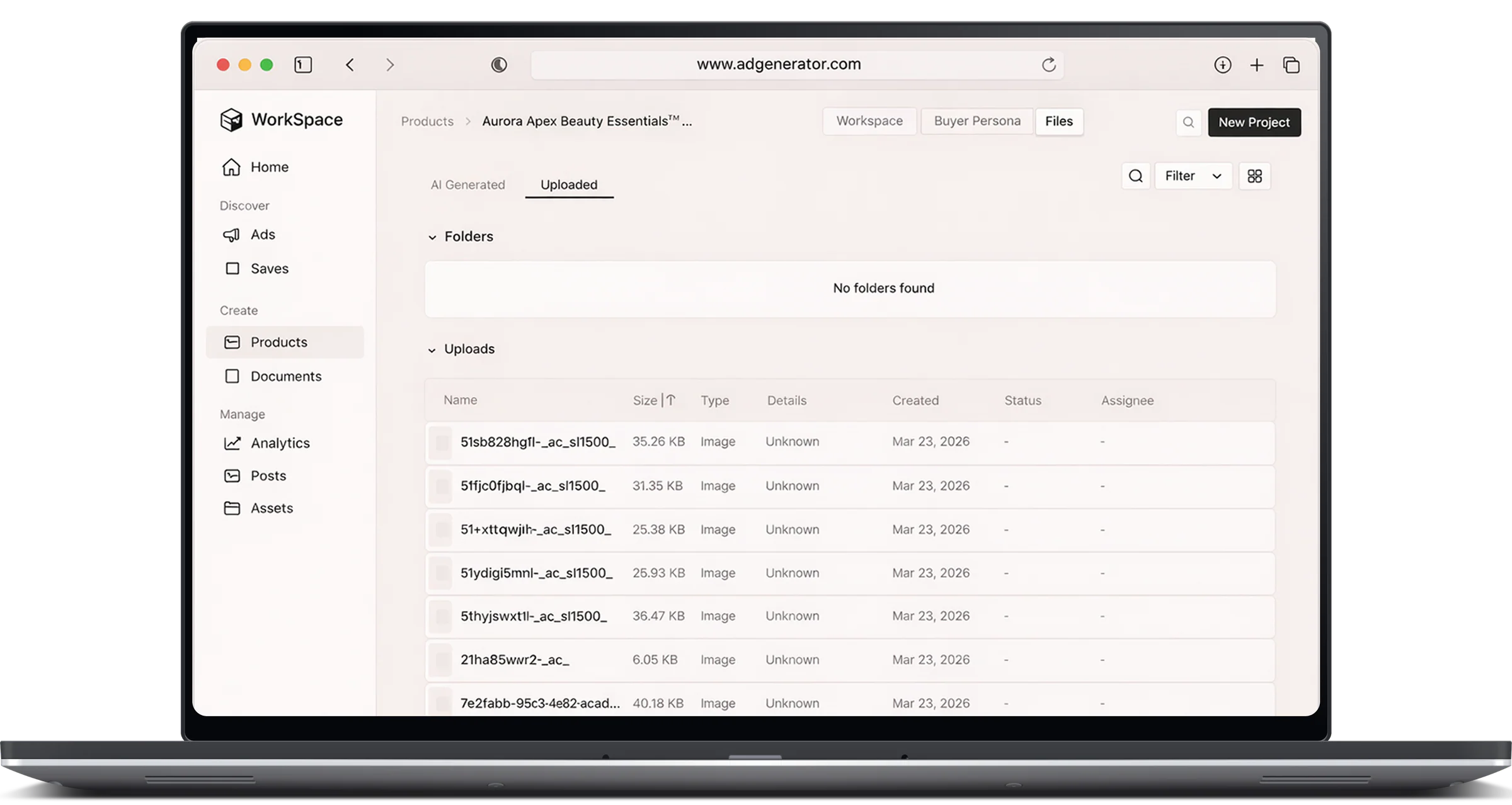 Product management and listing interface