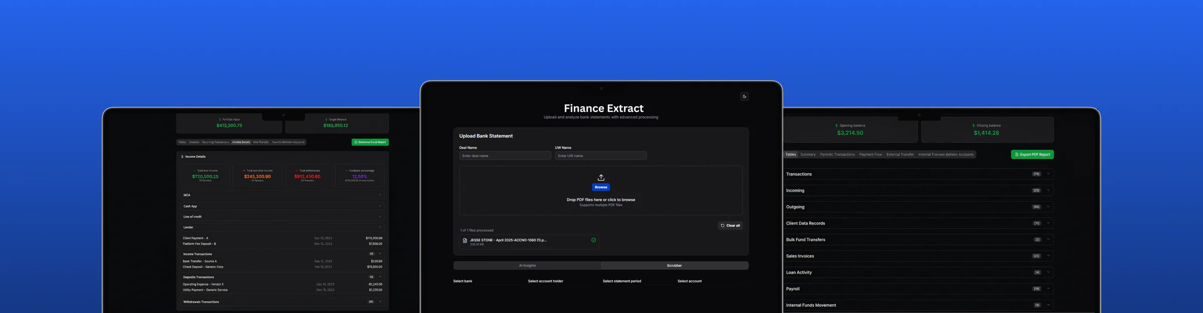 FinanceExtract Interfaces