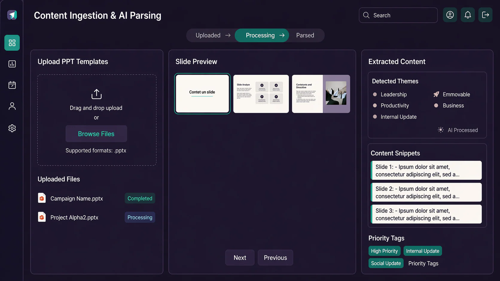 Lead intake system UI
